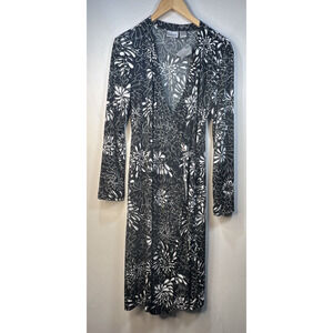 Chico's 2 chicos large Dress Animal daisy floral print V Neck Stretch wrap NWT